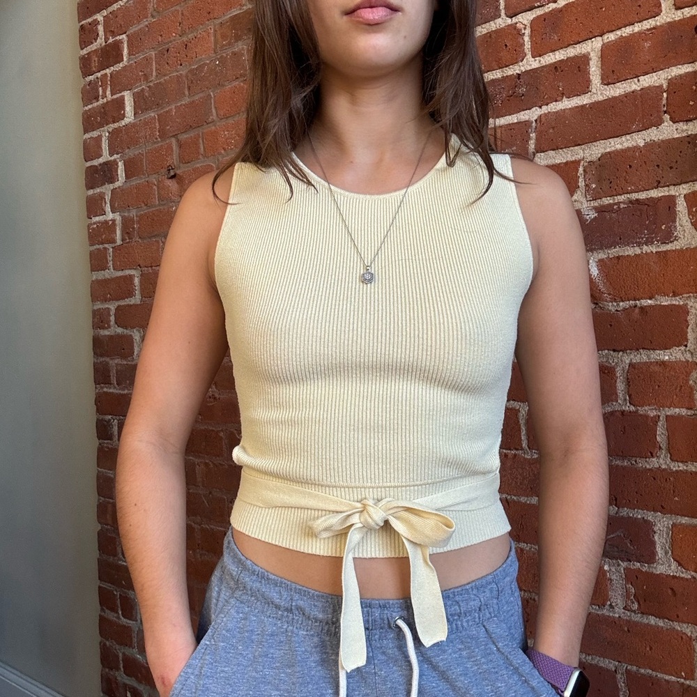 Zara Knit Sweater Sleeveless Back Cut Out Tie Top